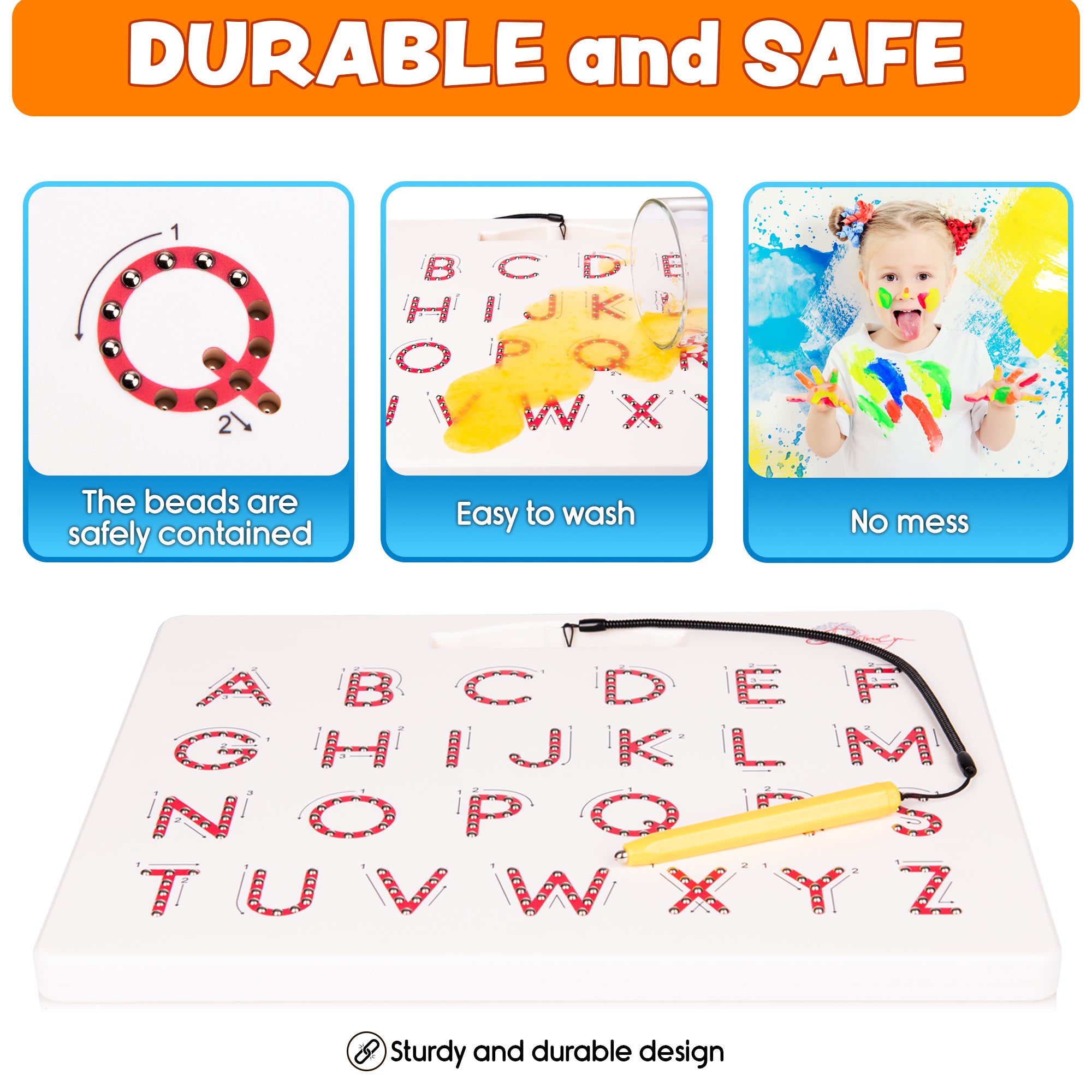 Magnetic Alphabet Tracing Board - ABC Magnets for Learn to Write with Magnetic Pen, Stem Toy Letters Learning